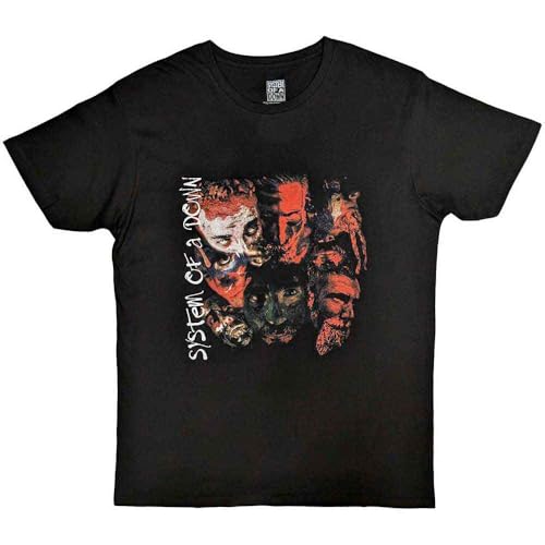 Rock Off officially licensed products System of A Down T Shirt Painted Faces Band Logo Nouveau Officiel Homme Noir Size M