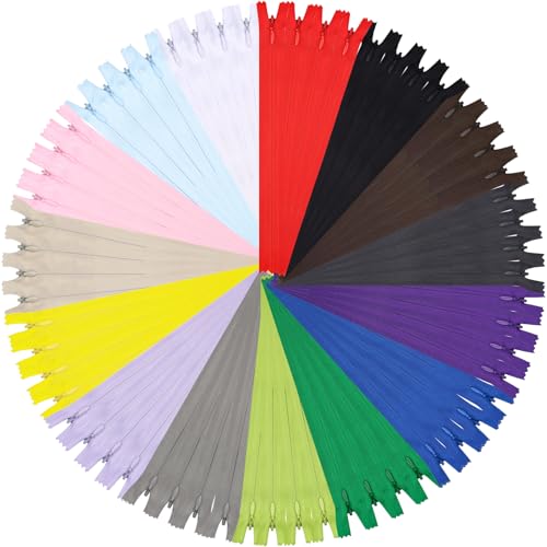 Image of Invisible Zipper,DOITEM 60pcs 6 Inch Invisible Multicolor Nylon Coil Zippers for Sewing and Crafts 15 Colors