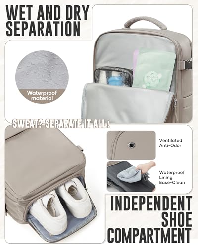 Image of Vacuum Travel Backpack with Electric Pump for Women Men, Vacpack Seal Compression Bags Waterproof Travel Backpack Carry on Flight Approved, Air Backpack Personal Item Carry on Backpacks（grey brown）