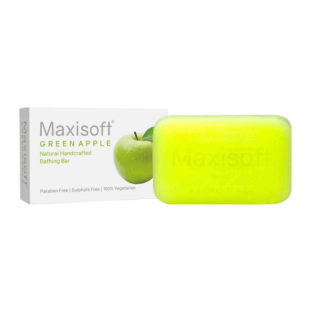 Maxisoft Green Apple Bathing Bar 75 gm | With Shea Butter & Cocoa Butter | Paraben Free (Pack of 1 (75gm X 1))