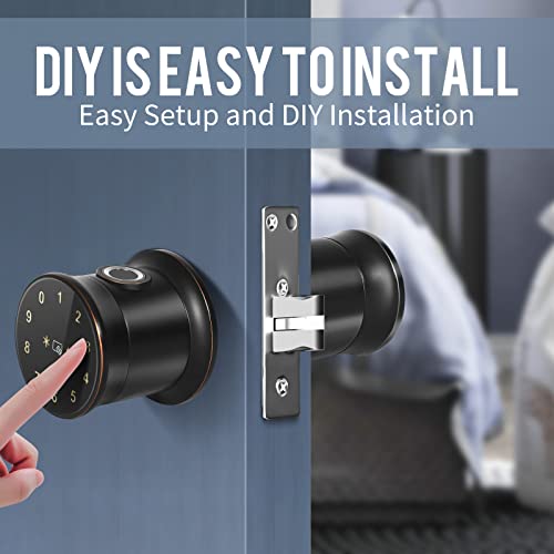 Cielsa Dawn Fingerprint Digital Door Knobs Smart Door Lock, Keyless Entry Door Knob With Bluetooth, Electronic Touchscreen Digital Door Knob Lock, Ic Card, Code, Easy To Install (Tuscan Bronze, Knob) #TOP2
