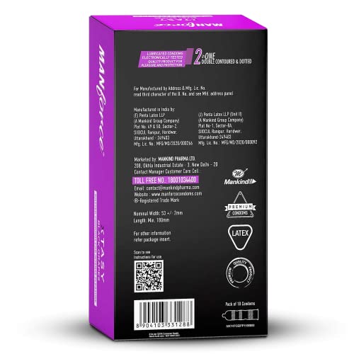 Image of Manforce XTASY Black Grapes Flavoured Condoms for Men| 40 Count (Pack of 4)| Extra Dotted for Intense Pleasure
