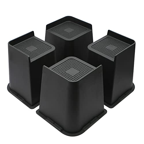 MYMULIKE Bed Risers 6 inch, Oversized Furniture Risers, Heavy-Duty Support Up to 6000 Lbs, Lift 6 inch for Couch, Sofa, Table,Chair (Black 4 Pack, 6 inch)