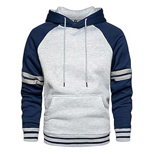 LBL Men’s Fleece Hoodie Pullover Casual Hoody Contrast Color Drawstring Sweatshirt with Kanga Pocket