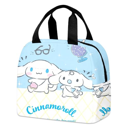 LKNBIF Cinnamorroll Thermal Bag, Lunch Bag Cartoon Insulation Bag Anime Tote Cooler Box Reusable Lunch Bag Tote Bag for Kids Portable Lunch Box Food Storage Bag for Picnic Camping School Travel
