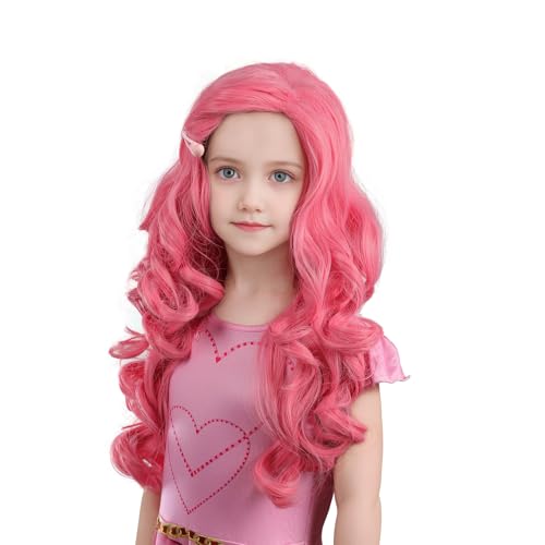 Long Pink Curly Wig, Pink Wig For Kids,Halloween Costume Wigs For Kids