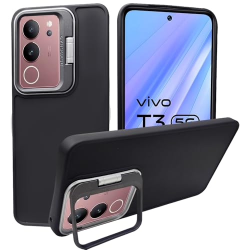 Image of A rtistque Silicone Back Cover Case for Vivo V29 / V29 Pro 5G with Camera Stand | Shockproof TPU | Stylish Protective Design | Slim Fit | Ultra Matte |Vivo V29 / V29 Pro 5G Back Cover - Black