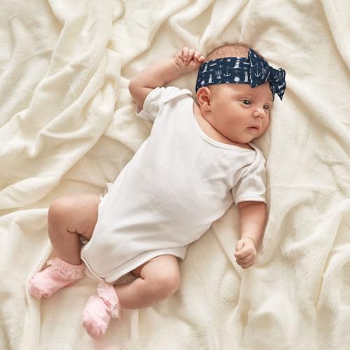 Navy Blue Lighthouses Print Baby Girl Bows Headbands Baby Girls Newborn Headbands Infant Toddlers 0-6 Months4