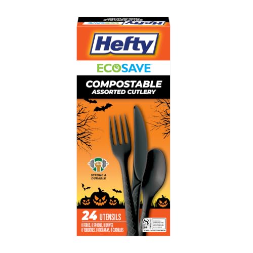 Hefty ECOSAVE Compostable Assorted Cutlery Set, Black, 24 Count - image 1