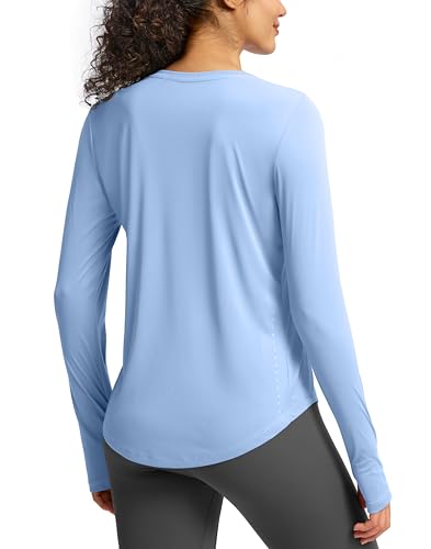 Image of Soothfeel Lightweight Long Sleeve Workout Tops for Women Gym Running Shirts