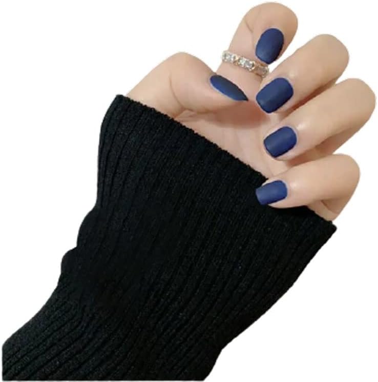 ネイルチップ 感謝の声続々 3セット黒の偽のネイルショートラウンドヘッドの人工的な爪取り外し可能なプレスオンネイルネイルステッカー ネイルパッチ Blue Color ネイルチップ 感謝の声続々 3セット黒の偽のネイルショートラウンドヘッドの人工的な爪取り外し可能なプレスオンネイルネイルステッカー ネイルパッチ Blue Color