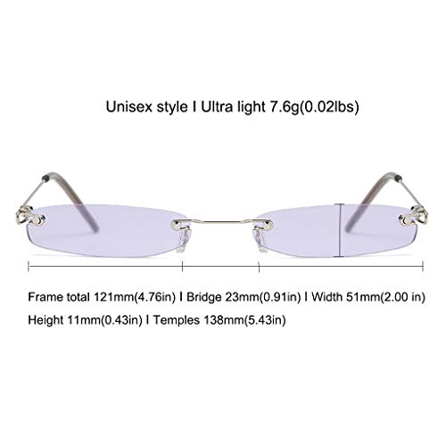 Armear Fashion Rimless Narrow Small Rectangle Sunglasses Clear Colored Lens Yellow Tinted thumb #4