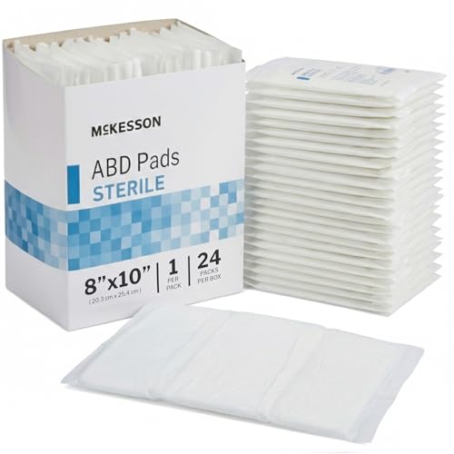 McKesson Sterile ABD Pads 8 x 10 in [48 Count] Abdominal Pads for Wound Care Non Stick Gauze Dressing Surgical Absorbent Pad for Drainage and Post-Op Use