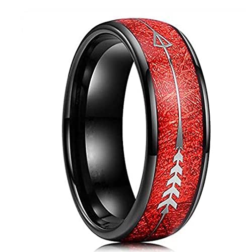 Qui Qui Stainless Steel Wood Grain Finish Fish Bone Arrow Ring - Stylish Jewelry Gift for Men and Women-image-27