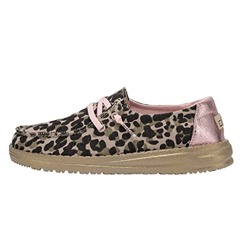 Image of HEYDUDE Girl's Wendy Youth Leo Nut Size 4 | Girl's Shoes | Girl's Lace Up Loafers | Comfortable & Light-Weight