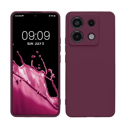 kwmobile Carcasa Compatible con Xiaomi Redmi Note 13 Pro 5G / Poco X6 5G Funda - con Bordes elevados - Apto Carga inalámbrica - Violeta Burdeos Mate