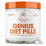 The Genius Brand - Genius Diet Pills for Weight Loss Support, 50 Veggie Capsules - Smart Appetite Suppressant for Women and Men - Natural 5-HTP & Saffron Supplement - Cortisol & Thyroid Support