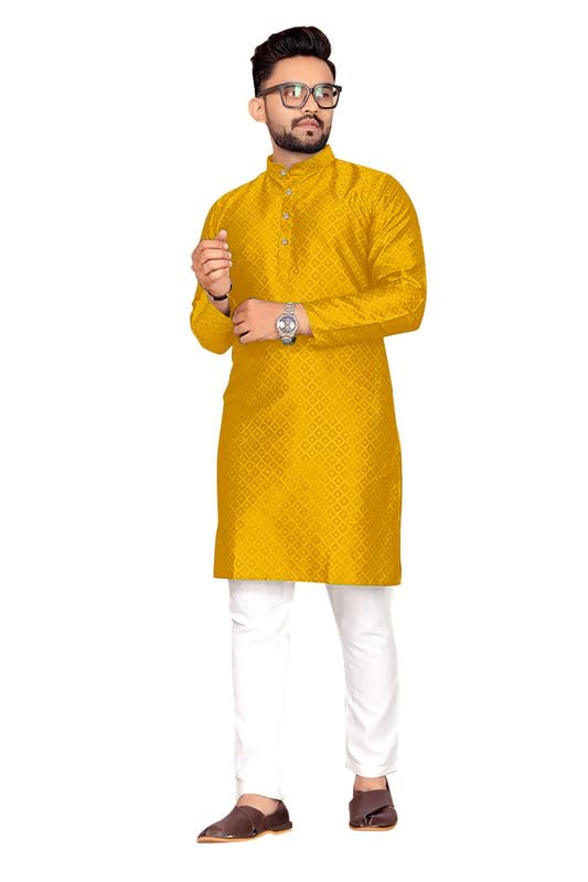 FABWAX Mens Self Design Cotton Silk Kurta Pyjama Set FABWAX Mens Self Design Cotton Silk Kurta Pyjama Set