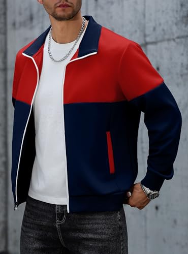 Image of HYPESTFIT Men's Lightweight Casual Bomber Jacket Track Running Athletic Varsity Coat