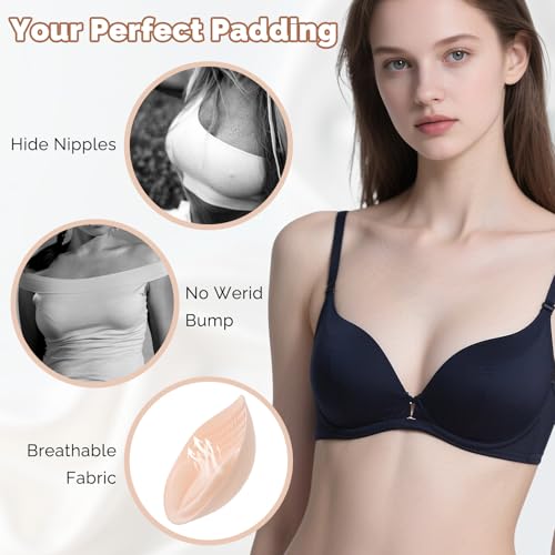 2 Pairs Bra Pad Inserts, 4cm Thick Breast Enhancers Insert for Push Up Removable Bra Cups Inserts for Women Dresses Swimsuits Bikini Sports3