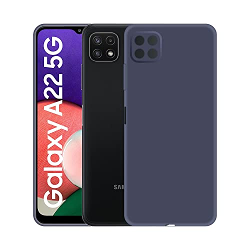 Image of Case Creation Liquid TPU Silicone Cover for Samsung Galaxy A22 5G Soft Case,Anti-Dirty Slim Case Frosted Matte Raised Bezel (Splash of Color) Back Case Cover for Samsung Galaxy A22 5G -Electric Blue