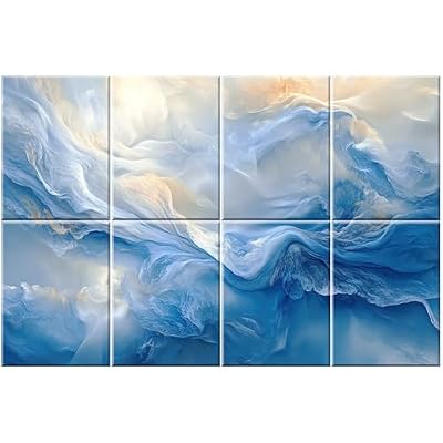 HIRESC Decorative Acoustic Panels 8 Pack, 48"x32" - Cerulean Mist Print