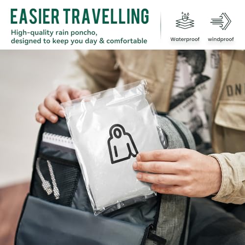Aolegoo 2 Stück Regenponcho, EVA Wiederverwendbarer Tragbarer Unisex-Regencape für Survive, Fahrrad, Wandern, Camping, Angeln, Konzert, Stadion, Festival (Weiß)