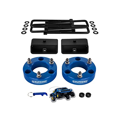 Supreme Suspensions - 3" Front + 2" Rear Full Suspension Lift Kit for 2019 - 2023 Chevrolet Silverado & GMC Sierra 1500 2WD 4WD (RACING BLUE) - Microfiber Towel Included