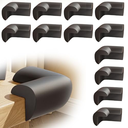JEYORZY 12 Piezas Protector Esquinas Muebles,Esquineras Protectoras Bebe de Espuma,Table Corner Protectionpara Mesas Esquina y Aualquier Tipo de Muebles(Negro)