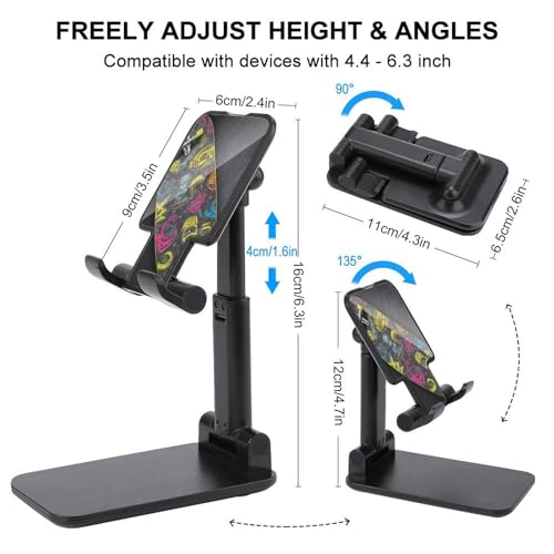Support de téléphone pliable ajustable style graffiti urbain compatible iPhone et Android