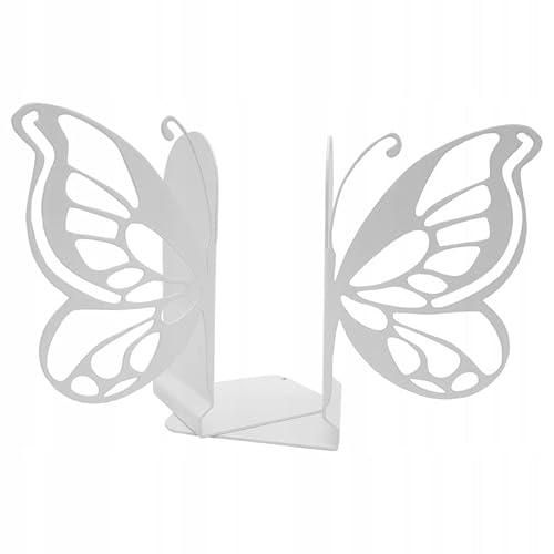 Alplast - Sujetalibros Sujeta Libros Mariposa de Acero Pintura en Polvo Blanco Regalo para Lectores Cover
