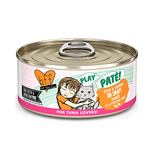 Weruva B.F.F. Play - Best Feline Friend Paté Lovers, Aw Yeah!, Tuna & Salmon Oh Snap! with Tuna & Salmon, 5.5oz Can (Pack of 8)