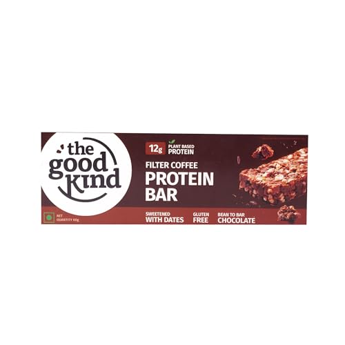 Image of The Good Kind Filter Coffee Protein Bar (Pack of 5), 60gm (each), Plant Based Protein Made with Brown Rice Protein, Almond Butter, Seeds, Oats, Perfect for Snacking, Gluten Free, Palm Oil free & Vegan