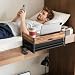 BietrunPro 2 Tier Bedside Shelf for Dorm Bunk Bed, Clip On Nightstand with Fabric Drawer & Storage Box, Bed Side Table Tray Organizer, Bedside Tray with Cable Management for Dormitory, Back to School
