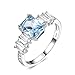Clavie Alliance Femme Bague Taille 54 Strass Emeraude Bleu Argent Sterling 925 Rectangle