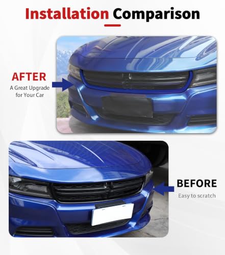 Image of Voodonala for Charger Front Grille Inserts Trim for 2015-2023 Dodge Charger, Radiator Grill Cover Protector, ABS Blue Exterior Accessories, 2PCS