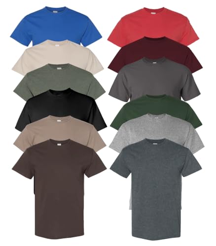 EVERYDAY TEES Mens Heavy Cotton Tee (Pack of 12) Assorted Mixed Color Small to 5XL (US Alpha Large Regular Regular Dark Assorted)
