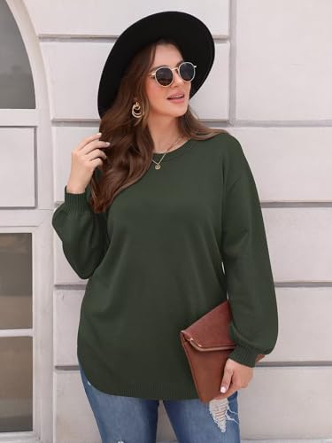 Image of BELAROI Plus Size Sweaters for Women Long Sleeve Shirts Loose Casual Oversized Tunic Sweater Fall Outfits Curved Hem M-5X