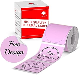 Phomemo Circle Label for M110/M120/M200/M220 Label Maker, 1.96" x 1.96"50x50 mmRound Thermal Label for Barcode Label,Phomemo M110 Labels for DIY Logo Design, Black on Pink1Roll