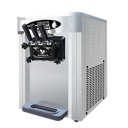 Commercial Soft Serve Ice Cream Machine, 2000W Countertop Frozen Yogurt Maker, 6.6~7.4 Gal/H Yield, 2x6L Hopper, 3 Flavors, LCD Panel, One-Click Cleaning, Restaurant Snack Bar Ice-cream Van Commercial Soft Serve Ice Cream Machine, 2000W Countertop Frozen Yogurt Maker, 6.6~7.4 Gal/H Yield, 2x6L Hopper, 3 Flavors, LCD Panel, One-Click Cleaning, Restaurant Snack Bar Ice-cream Van