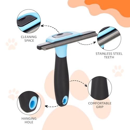 Image of Amazon Basics Deshedding Tool for Pet Dog Grooming | Removes Loose Hair, Mats, Tangles, and Dirt | Suitable for All Dog Breeds | Large Blade