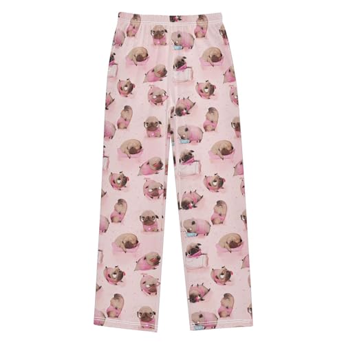 ZZXXB Funny French Bulldog Boys Long Pants Soft Trousers Elastic Waist Kids Lounge Bottoms with Pockets S-XL