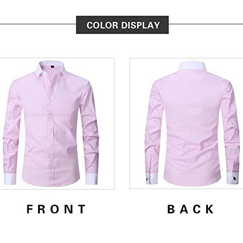 ALSOGO Men's Dress Shirts Long Sleeve Slim Fit Button Down Casual Shirt with Pocket3