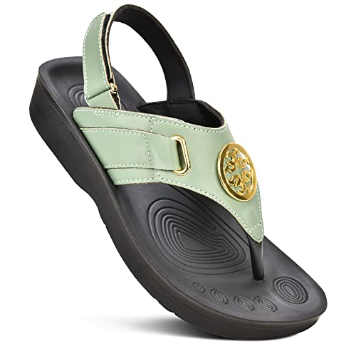 Image of AEROTHOTIC Arch Support Flip Flops for Women Comfortable Stylish Straps with Non Slip Footbed Fashion Dressy Sandals Outdoor Travel Vacation Essentials