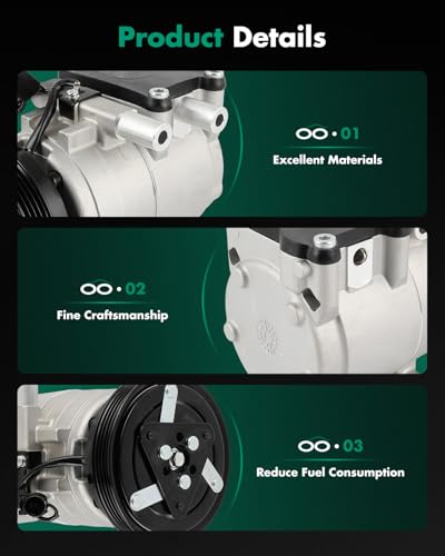 Image of SCITOO AC Compressor for Kia for Rio 1.6L 2003-2005 | Fast Cooling, Ultra Low Noise (≤72 dB)Air Conditioner Compressor with Clutch, Easy Installation, 68123 97701FD000