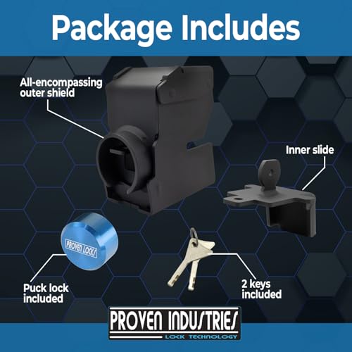 Image of Proven Industries Model 2178 Trailer Lock, Fits 2-Inch Trailer Couplers, Made in the USA (Blue-Square)
