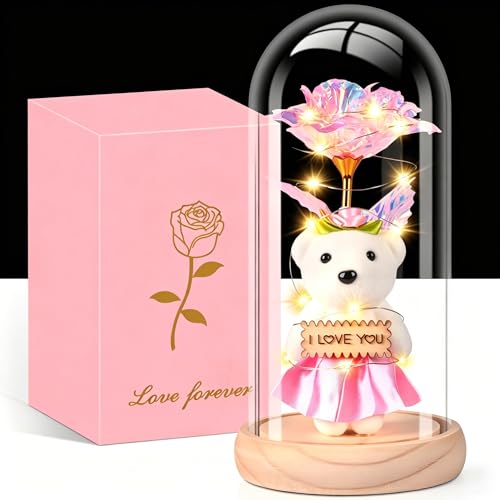 Mothers Day Rose Gifts for Mom Flowers Rose Gifts for Women, Birthday Gifts for Women, Cute Little Bear Flowers for Mother Day Flower Gifts from Daughter Son, Gift for Mom, Sister, Her, Grandma, Wife
