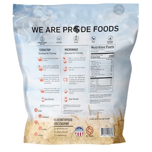 Pride Foods Rice 'N Grinds Hot Cereal - Gluten-Free, Non-GMO, Vegan-Friendly, Natural Rice Breakfast, Quick & Easy Hot Meal, Low-Fat Comfort Food, 30 Servings, Creamy Peanut Butter