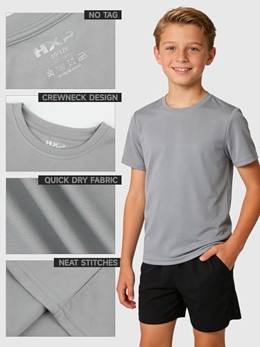 Image of HXP 6 Pack Boys Mesh Athletic Shirts Youth Kids Dry-Fit T-Shirts