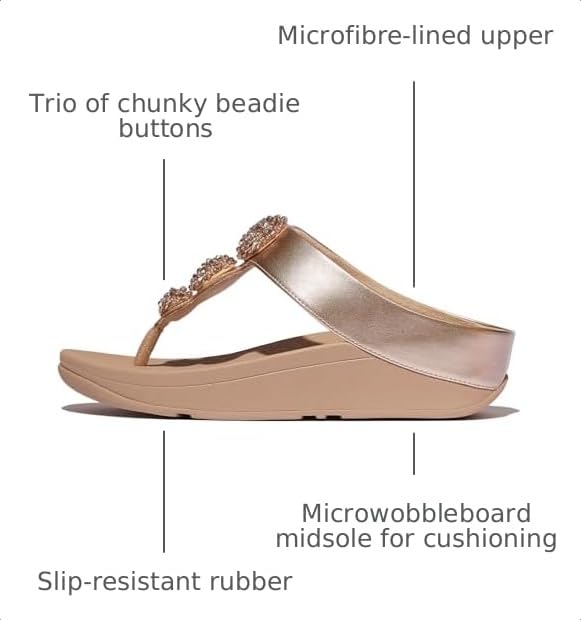 Image of FitFlop Fino Beadie-Button Metallic Toe-Post Sandals | Casual Sandals